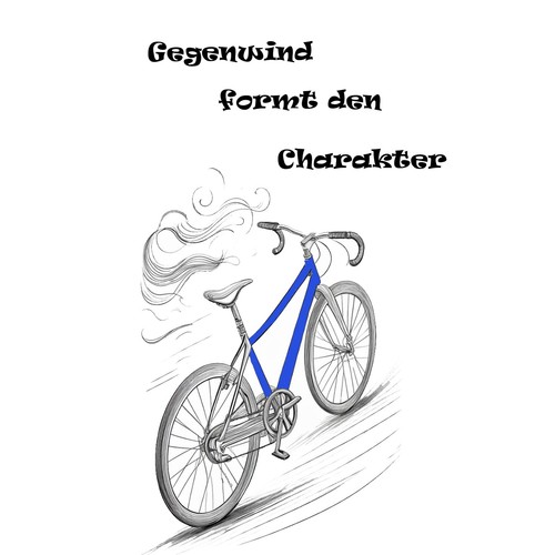 Postkarte fahrrad gegenwind - postkarte., fahrrad.