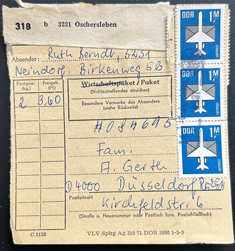 Ddr paketkarte oschersleben - paketkarte,