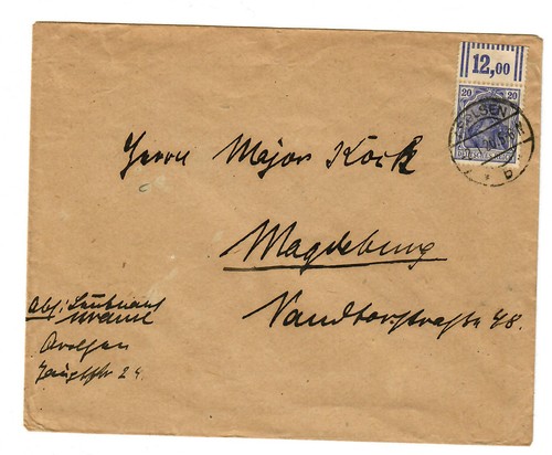 Brief 1920 mit minr 87 - brief, ef