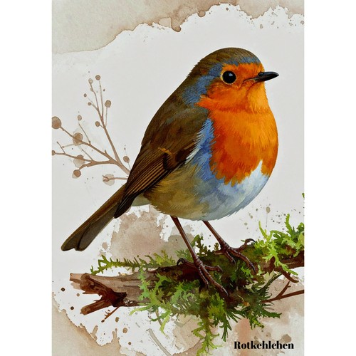 Postkarte vogel rotkelchen - postkarte,