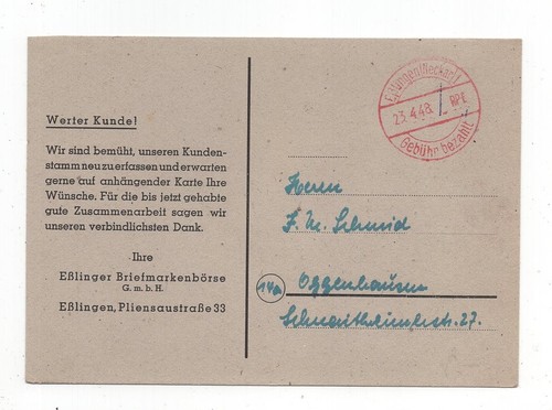 Gebühr bezahlt postkarte - gebühr,